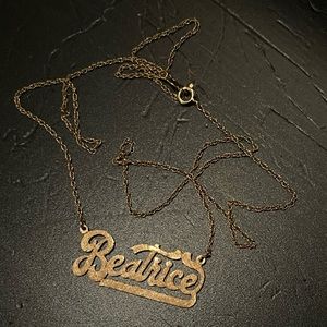 14k Beatrice name plate necklace
